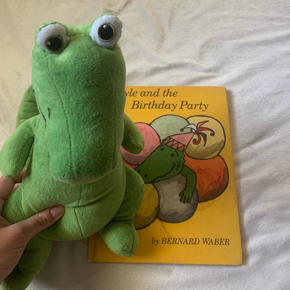 Vintage children’s book with matching alligator plush stuffed animal